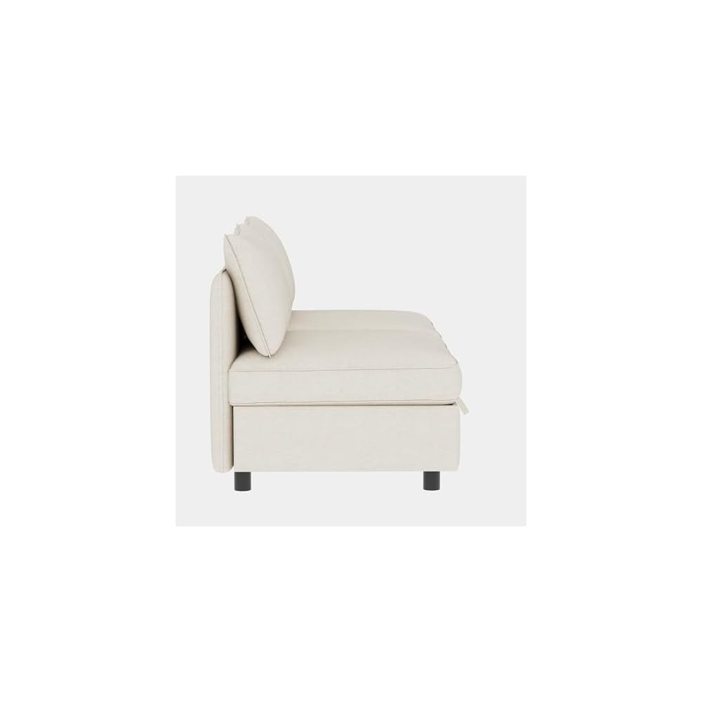 GDFStudio 2 Pieces Armless Loveseat Sofa with Storage, Convertible Small Couches for Small Spaces with Back Cushions, Modular Fabric Deep Seat Home Sofa for Living Room Office Apartment, Beige