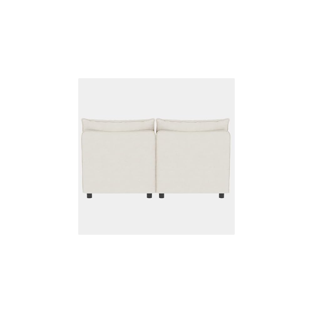 GDFStudio 2 Pieces Armless Loveseat Sofa with Storage, Convertible Small Couches for Small Spaces with Back Cushions, Modular Fabric Deep Seat Home Sofa for Living Room Office Apartment, Beige