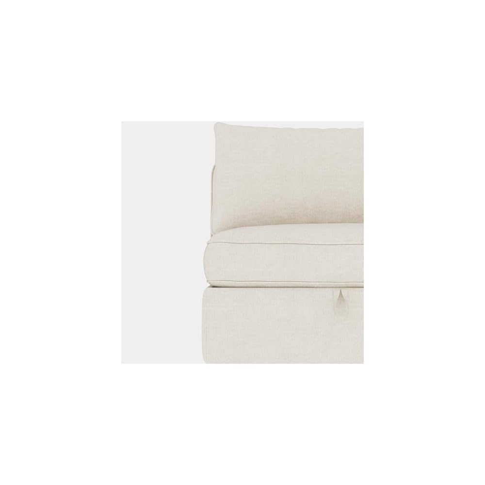 GDFStudio 2 Pieces Armless Loveseat Sofa with Storage, Convertible Small Couches for Small Spaces with Back Cushions, Modular Fabric Deep Seat Home Sofa for Living Room Office Apartment, Beige