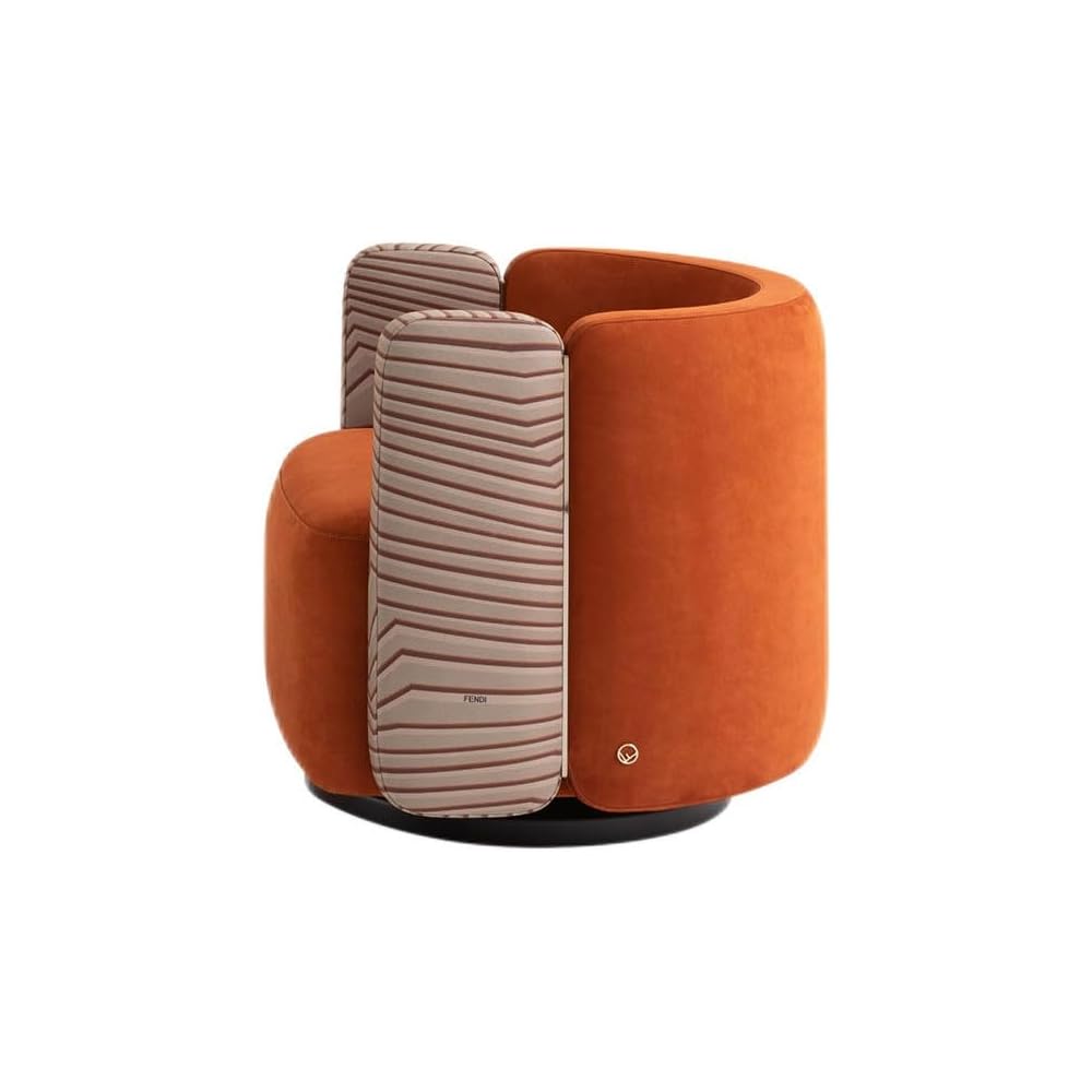 Swivel Leather Accent Chair Wave Pattern Armrest Rotating Base Lounge
