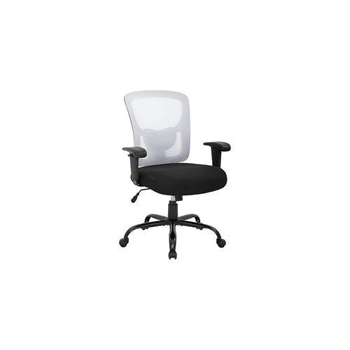 Big and Tall Office Chair 400lbs Desk Chair Mesh Computer Chair with Lumbar Support Wide Seat Adjust Arms Rolling Swivel High Back Task Executive Ergonomic Chair,White
