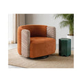 Swivel Leather Accent Chair Wave Pattern Armrest Rotating Base Lounge