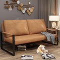 AWQM PU Leather Love Seats Sofa, 45" Mini Upholstered Couch for Small Space, Modern Accent Chair with Armrest & Removable Cushions, 2-Seater Lounge for Living Room, Office (Brown) (CXY45I2SLS-BW)